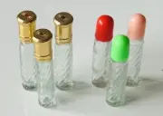 3 PC Empty 6ml Refillable Glass Attar Perfume Bottle W/Roll-Gold Cap/Plastic Cap