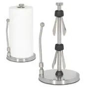 Stainless Steel Paper Towel Holder, Standing Weighted Base, Spring Arm Attachmen