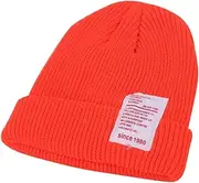 [Baluue] Lightweight Knitted Beanie Hat Stylish Cap for Spring Autumn Soft Material for Photography and Orange Color