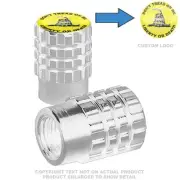 2 Silver Billet Aluminum Knurled Tire Valve Cap - DON'T TREAD ON ME - 119