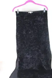 Topshop Velvet Maxi Skirt Slit Side Pull-On-Black-Size 10
