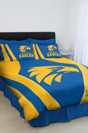 West Coast Eagles AFL QUEEN Bed Quilt Doona Duvet Cover and Pillow Cases Set