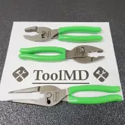 Snap-on Tools USA NEW STYLE GREEN 3pc Soft Grip Pliers Lot Set PL347ACFG LN47ACF