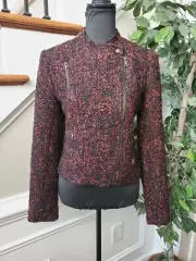 Banana Republic Women's Multicolor Wool/Polyester Full Zip Long Sleeve Jacket 10