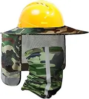 [TCCFCCT] Hard Hat Sun Shade, Full Brim Mesh Neck Sun Shield, High Visibility Sun Visor Neck Protection and Bandana Headband Face Scarf, Reflective Hard Hat Accessories, Hard Hat Not Included