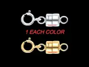 1 each 14k 4.5mm MAGNETIC CLASP WHITE & YELLOW Gold spring ring 1/2" Extender US