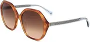 Kate Spade WAVERLY/G/S Octagonal Shape Full Rim Sunglasses for Women, 57 mm Size, Brown Horn/Brown, Brown Horn/Brown, 57 mm