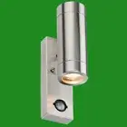 1x Stainless Steel IP44 Up & Down Outdoor PIR Motion Sensor Security Wall Light
