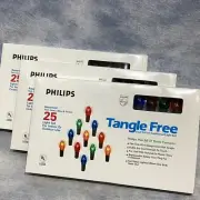 2+ Sets Phillips Tangle Free Colored 25 In/Outdoor Christmas Lights Cool Touch