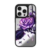 iPhone 16 Pro Mirror Ring Stand Case MagSafe Compatible Midnight Rose by Mond Kim