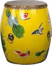 Chinese Traditional Craft Bedside Table, Creative Painting Drum Stool, Leather Drum, Shoe Stool at The Door, Table Stool Sofa Stool,B