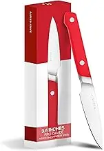 3.5-Inch Precision Paring Knife: Ideal for Fruits & Vegetables, High Carbon Stainless Steel, Ultra-Sharp, Includes Kitchen Blade Guard - Red