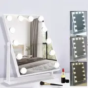 12 LED Hollywood Mirror Vanity Makeup Mirrors Lights Free Standing 360° Rotation