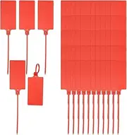 uxcell 60 Pcs Plastic Tags, Hanging Label Tags Blank Zip Ties Writable Waterproof Storage Key Signs for Labeling Shipping Marking Identification Inventory, 100x60mm, Red