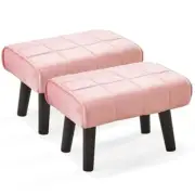 Small Foot Stool Ottoman Modern Accent Step Stool Seat with Solid 2 PCS Pink