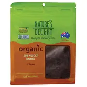 Natures Delight Nature's Delight Organic Sun Muscat Raisins 250g