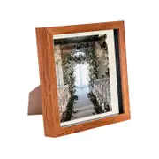 Nicola Spring Acrylic 3D Box Photo Frame with 6" x 6" Mount - 8" x 8" - Dark Wood
