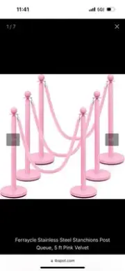 Ferraycle 4 Pcs Stainless Steel Stanchion Post Queue 5 ft Velvet Rope Carpet ...