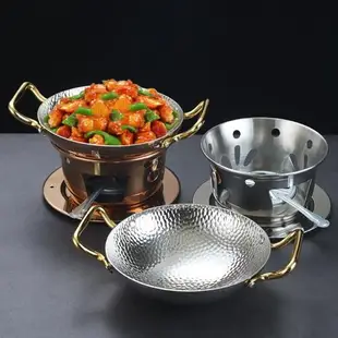 304不銹鋼干鍋鍋具西班牙海鮮飯鍋雙耳海鮮盤錘紋平底煎鍋炸雞盤