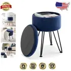 Modern Round Velvet Ottoman with Storage - Chic Foot Stool and Vanity Seat