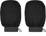 Laxmihari Exim Exfoliating Glove Dead Skin Remover (Scrubber) - Body Scrubber Exfoliator, Deep Exfoliating Mitt for Body, Double Layer Exfoliating Gloves for Dead Skin, Tan Removal for Face and Body (Black) (Pack of 2)