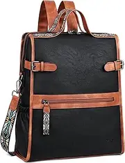 [FADEON] Leather Laptop Backpack for Women, Designer Ladies Work Travel Computer Backpack with Laptop Compartment