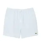 Lacoste Mid Length Striped Textured Swim Trunks White/Light Blue