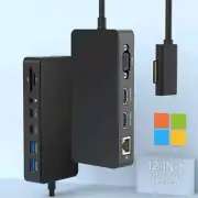 Microsoft Surface Dock Triple Display with Power Supply, 12 in 1 Surface Pro Doc