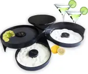 5 Pack 3-Tier Bar Glass Rimmer Bartender Tool with Sponge, Bartender Salt Sugar