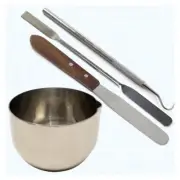 Stainless Steel Intern Lab Kit Mixing Bowl Wax Tools Spatulas – 4 Pcs Set