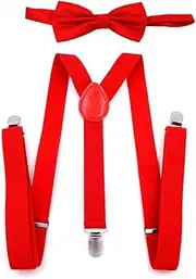 [LYITZW] Children's Braces Bow Tie Sets Braces Bow Tie Set Y-Shape Adjustable Braces Adjustable Bow Tie and Braces Set for Boys and Girls, red, Medium