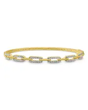 Kenneth Jay Lane Pave Link Bangle Bracelet in 14K Gold Plated
