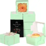 Mint Green Bakery Boxes with Window 55pcs 4x4x2.5 Mini Cookie Boxes Macaron b...