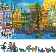 Wooden Puzzle for Adults by FoxSmartBox -460 Pсs-European Street in Four Seasons