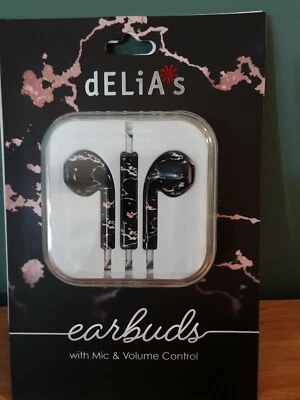 Ear buds Delias Printed Wired black with pink and white paint splashes
