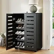 Artiss Shoe Rack Storage Cabinet 20 Pairs 5-Tier Organiser Shelf Cupboard Black
