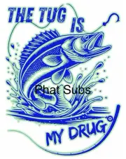 Sublimation Print Blue Walleye Fish The Tug Ready to Press Heat Transfer