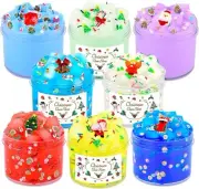 Jelly Cube Clear Slime Kit 8 Pack for Kids, Crunchy Slime, Stress Relief Putty