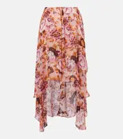[Chloe] Chloé Draped floral silk midi skirt AU 14 multicoloured