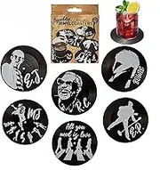 HOLADAWN 6Pcs Retro Vinyl Record Coaster Set, Perfect Drink Coasters for Rock Music Lovers, Parties, and White Elephant Gifts