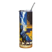 Dragon #2 Stainless steel tumbler cup with metal straw