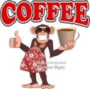 Coffee DECAL (Choose Your Size) Monkey Concession Food Truck Sticker