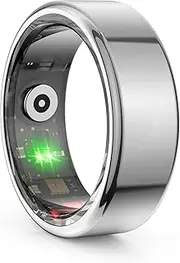 Smart Ring Smart Rings for Men and Women Smart Ring Android Fitness Ring Tracker Pedometer Sleep Monitor Heart Rate Monitor Health Monitoring Activity Tracker (Silver, #8-18.1 mm)