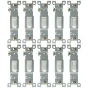 10 Pack Sunlite E505 On/Off Grounded Toggle Switch, White