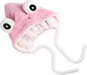 [Beavorty] Cartoon Frog Ear Cuff Hat for Plush Decorative Beanie Warm and Cozy Fashion Accessory for Unique Design for Adorable Look Pink