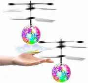 2pcs Flying Ball Toys, Kids RC Flying Hover Disco Ball Toy, Safe Palm Infrared Sensor Drone, LED Flash Infrared Induction Indoor Outdoor Garden Interactive Game for Boy Girl Teenager Children