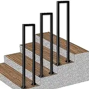 Stair Handrail, U-Shaped Stair Railing Indoor, Non-Slip Wrought Iron Step Railing, Metal Stair Railing, for Indoor Stairs Outdoor Deck Loft Porch, Easy to Install(Black,3.3ft/100cm)