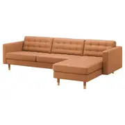 LANDSKRONA 4-seat sofa, with chaise longue/Grann/Bomstad golden-brown/wood