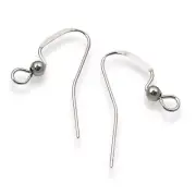 20 Stainless Steel Ear Wires + 3mm Accent Bead - Elongated Flat Earring Hook