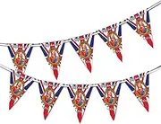 All Hail the King Charles the Third Union Jack Set of 15 Triangle Bunting - His Majesty the King's Royal Ascent Coronation 6th of May Celebration Wall or Window Decoration